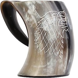 Buffalo DRINKING HORN MUG WITH HANDLE FOR <b>BEER</b> Coffee at Wholesale Price Viking Drinking Coffee Tankard Mugs - Product Image 2