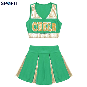 Tenues de cheerleading personnalisées pour équipes, technologie de séchage rapide, haut court sans manches et jupe, ensemble uniforme de cheerleading - Product Image 4