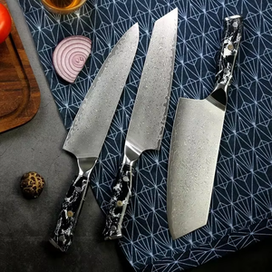 Ensemble de 9 couteaux de chef professionnels en acier Damas avec manche coloré, collection de couteaux de cuisine, vente en gros, fabrication OEM - Product Image 2