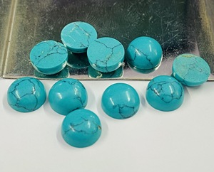 Pierre précieuse Howlite bleue en vrac, forme ronde, cabochon 3mm-30mm, pierre polie lisse pour la fabrication de bagues, pendentifs et boucles d'oreilles - Product Image 5