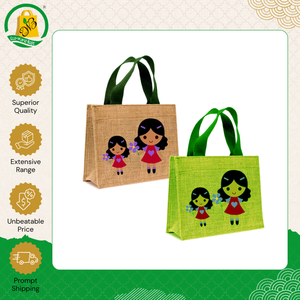 Bolsa de compras grande de yute con asa de cinta tejida estampada a la moda, muy demandada y a precio asequible, procedente de la India. - Product Image 5