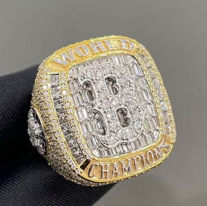 Bague de championnat en moissanite, sertie de pierres taille baguette, personnalisée, style sport, bijou de luxe hip-hop pour homme - Product Image 3