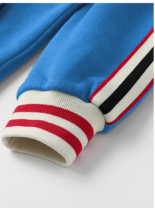 <b>Men</b> Blue Hooded Tracksuit Set Full Zip <b>Jacket</b> and Pants Solid Color Side Pockets Casual Athletic Wear Autumn Style - Product Image 3