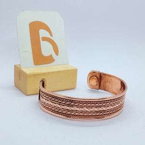 Vintage <b>Copper</b> Alloy Wrap Bracelet with Plant Pattern Unisex Jewelry Antique Finish Daily Gift - Product Image 1
