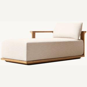 Tumbona más vendida hecha de madera de teca duradera con espuma suave para relajarse junto a la piscina con comodidad - Product Image 3