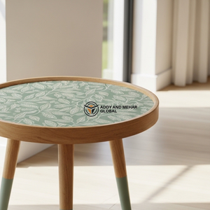 Sage Green Meena Floral Wooden <b>Stool</b> Handcrafted <b>Round</b> Decorative Accent <b>Stool</b> - Product Image 2