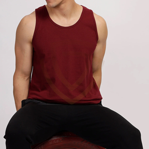 DIGGA CREATIONS Camiseta sin Mangas para Hombre, Cuello Redondo, Color Borgoña, 100% Algodón, Transpirable, Tejido Ecológico de Secado Rápido - Product Image 4