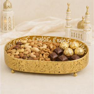 Luxury <b>Gold</b> Metal Ramadan <b>Serving</b> <b>Tray</b> Hollow Cutout Eid Mubarak Dessert Plate Middle Eastern Decorative Iron Candy Dates Server - Product Image 6
