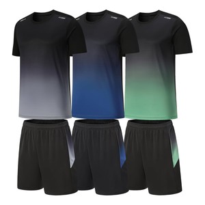 Conjunto Deportivo para Hombre, Camiseta y Pantalones Cortos con Degradado de Color, Cuello Redondo, Secado Rápido, Poliéster y Spandex, Ropa Deportiva de Verano - Product Image 4