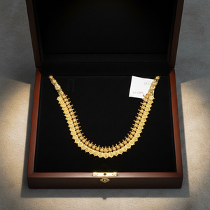 ชุดสร้อยคอทองคำแท้ 22K ลายวัด |   เครื่องประดับเจ้าสาวแบบดั้งเดิมของอินเดีย |   งานฝีมือเคลือบทองโบราณแบบแฮรัม - Product Image 1