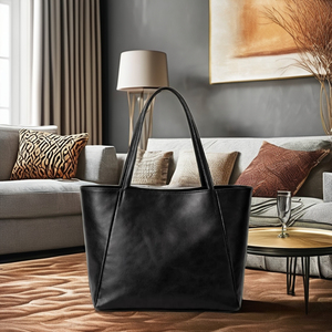 Royaa Full Grain Leather Tote <b>Work</b> 15" Laptop Bag Women Minimalist Office Handbag Water Resistant Shoulder Strap Anniversary - Product Image 2