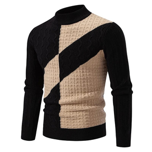 Suéteres de Punto para Hombre, Suéteres con Cuello Redondo y Diseño de Patchwork, Pullovers de Punto, Ropa Casual para Hombre - Product Image 6