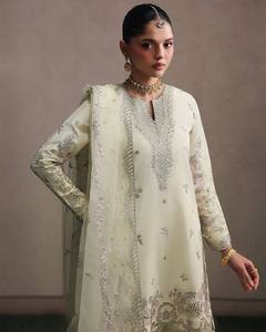 Designer Cream Sharara Suit with Gold Embroidery, Sleeveless <b>Top</b> with Palazzo Pants and Dupatta - Product Image 4