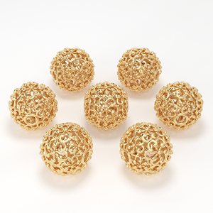 Abalorio espaciador de malla floral redondo chapado en oro de 18K, hecho a mano por diseñador, 6mm 8mm 10mm, oro macizo - Product Image 3