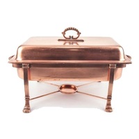 Ensemble de Buffet martelé en cuivre, plat à frire rectangulaire en cuivre avec support noir