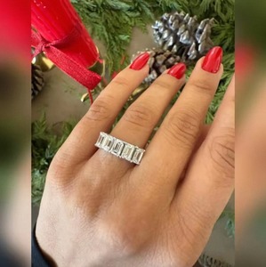 Anillo de diamantes cultivados en laboratorio con corte esmeralda de 3,50 quilates para mujer, joyería de oro de lujo para boda, compromiso, regalo de aniversario, 9K, 14K, 18K - Product Image 2