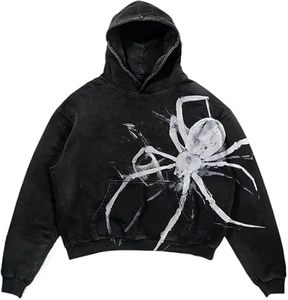 Sudadera con Capucha Personalizada Extra Grande con Gráfico de Araña Negra, Sudadera con Capucha de Estilo Urbano para Hombre y Mujer - Product Image 5