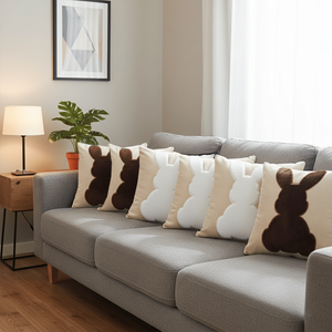 SOGA Juego de 4 Fundas de Almohada con Diseño de Conejo de 45 cm, Color Blanco y Silueta de Conejo, Almohadas Decorativas para Sofá y Cama - Product Image 2