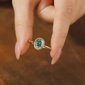 Handmade Brass Oval <b>Crystal</b> <b>Ring</b> Minimalist Faceted Gemstone Boho Statement Stacking Jewelry for Women - Product Image 3