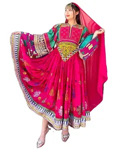 여성을위한 수제 부족 전통 자수 드레스와 아프간 쿠치 드레스 아프간 쿠치 축제 드레스 파슈툰 문화