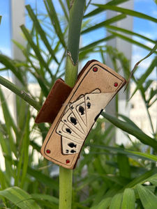 New Western Hand <b>Tooled</b> Leather Hair Claw <b>Clips</b> Western Hair Accessories Wholesale Luxury Floral Genuine Cow Leather Hair <b>Clips</b> - Product Image 5