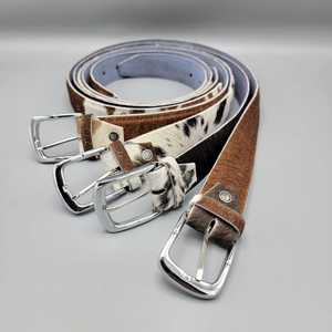 Ceinture en cuir de vachette noir massif vintage rivetée avec boucle ardillon en alliage argenté, style décontracté, cuir véritable, largeur 3,5 cm, 120 cm - Product Image 6