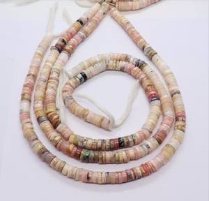 AAA Natural Pink Opal Heishi Tyre Shape <b>Beads</b> 8-9MM Shaded Opal Wheel <b>Beads</b> 16 Inch Pink Opal Shaded Wheel <b>Beads</b> For Jewelry - Product Image 3