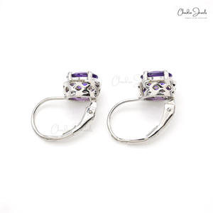 Ready To Dispatch Natural 7x5mm Oval Cut <b>Amethyst</b> Solitaire <b>Stud</b> <b>Earrings</b> In 14k Fine White Gold Lever Back Wedding <b>Earring</b> Gift - Product Image 3