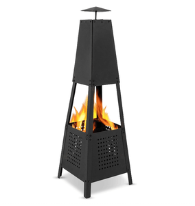 Chimenea <span class=keywords><strong>Exterior</strong></span> Multifuncional Moderna en Oferta, Chimenea <span class=keywords><strong>de</strong></span> <span class=keywords><strong>Leña</strong></span> con Construcción <span class=keywords><strong>de</strong></span> Acero al Carbono, Acabado Negro para Uso en el Patio Trasero - Product Image 4