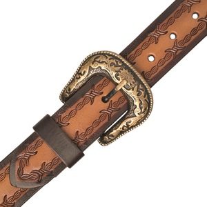 Cinturón de Cuero Trenzado de Lujo Estilo Western con Hebilla Grabada de Vaquero Vintage y Patrón de Herrajes Artesanales - Product Image 2