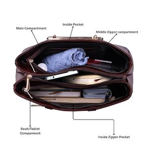 New Quilted Genuine <b>Leather</b> Bucket <b>Bag</b> for Women Adjustable Shoulder/Cross-Body Strap Durable Lightweight Polyester Lining - Product Image 2