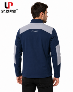 Veste Softshell Homme Bleu Marine Personnalisée Imperméable Coupe-Vent Doublée Polaire pour Randonnée et Travail Tactique OEM - Product Image 5