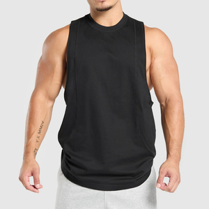 Débardeur sans manches noir pour homme, col rond, couleur unie, respirant, tricoté, décontracté - Product Image 5