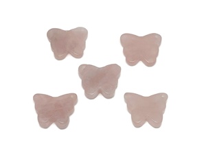 Pendentif Papillon en Quartz Rose Naturel, Trou Perforé, Pierre Précieuse Rose Polie, Breloque Papillon pour la Fabrication de Bijoux, Vente en Gros - Product Image 3