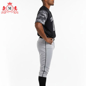 Ensemble uniforme pour homme : maillot de baseball noir avec manches camouflage et pantalon gris, en polyester respirant pour adultes - Product Image 3