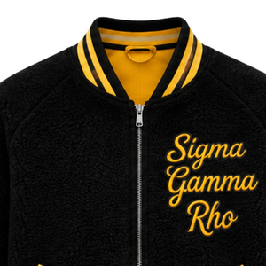 Custom Sigma Gamma Rho Women Reversible <b>Sherpa</b> Jacket Double Sided Bomber Coat Warm Fleece Greek Sorority Fashion Outerwear OEM - Product Image 3