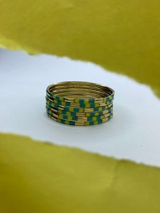 Unique Resin and Brass <b>Bangle</b> with Elephant and Camel Inlay - Ethnic <b>Indian</b> Animal Motif Inlaid Jewelry Handcrafted Mosaic Style - Product Image 5