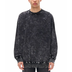 Sudadera de cuello redondo para hombre, estilo vintage, lavado ácido, oversize, manga larga, informal - Product Image 2