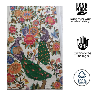 Tapiz de Pared Hecho a Mano en Cachemira, 5 Pies x 3 Pies, Arte Textil Colorido de Primera Calidad con Diseño de Pavo Real, Estilo Bohemio Sostenible para Hogar u Hotel - Product Image 2