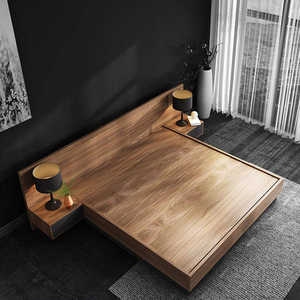 Lit King Size en Bois de Teck Massif Style Minimaliste Moderne avec 2 Tables de Chevet – Écologique, Durable, Luxe, Idéal pour Hôtels et Usage Commercial – Ensemble de Chambre - Product Image 3