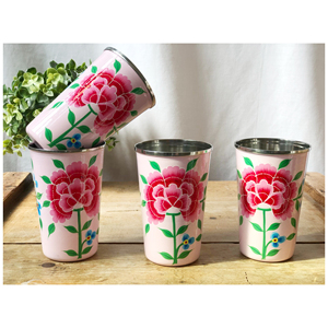 Verre à boire décoratif en acier inoxydable imprimé sur mesure, empilable, motif floral peint à la main, pour fournisseurs en gros - Product Image 5