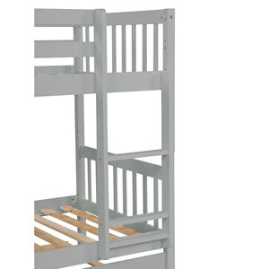Letto a Castello Convertibile in Legno di Gomma con Letto Estraibile per Bambini con Scala di Sicurezza - Product Image 1