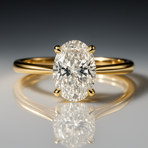 Stunning Oval Prong Solitaire Engagement <b>Ring</b> With 1Ct Lab Grown Diamond And Hidden Halo 18K Yellow White Rose Gold Option - Product Image 2