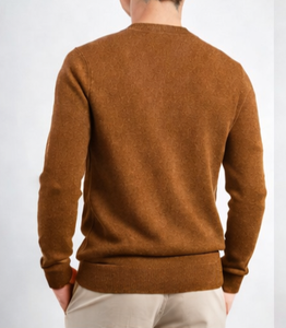 Suéter 100% de cachemira para hombre, jersey de invierno con punto trenzado, cuello redondo, manga larga, grueso, cálido, ajustado, informal - Product Image 2