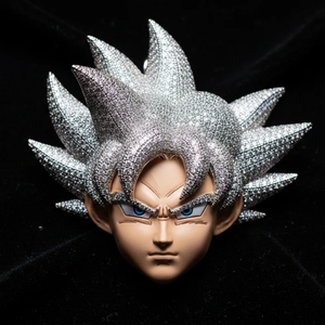 Colgante de Plata 925 con Moissanita, Diseño de Cara de Anime, Corte Brillante Redondo, Microincrustaciones, Unisex, 55g, Regalo de Joyería - Product Image 1
