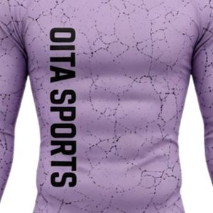 Lavender Long Sleeve Compression <b>Shirt</b> Crackle Print Athletic Training Gym Workout Breathable Sublimated Performance Sportswear - Product Image 6