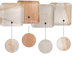 Luxury Quality Organic Look Areca Palm Leaf <b>Plates</b> with Natural <b>Disposable</b> Tableware for Special Occasion Weddings & Events Use - Product Image 1