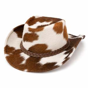 Sombrero de vaquero hecho a mano con cuero genuino de vaca de primera calidad, sombrero de ranchero de cuero occidental auténtico. - Product Image 1