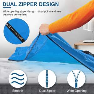 Waterproof Reusable <b>Mattress</b> <b>Cover</b> with Strong Wide Opening Zipper Strap Handle <b>for</b> <b>Moving</b> & Storage-Strong Convenient Protector - Product Image 3