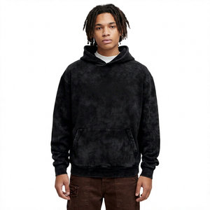 Sweat à capuche personnalisé pour homme, délavé à l'acide, coupe décontractée, manches longues, poche avant, capuche à cordon de serrage, finition en polaire douce, pour le marché américain - Product Image 1